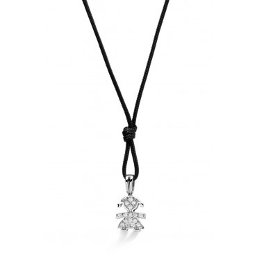 Ciondolo Bimba Donna Le Bebè I Pavè Micro in  Oro Bianco con Diamanti Ct 0,08