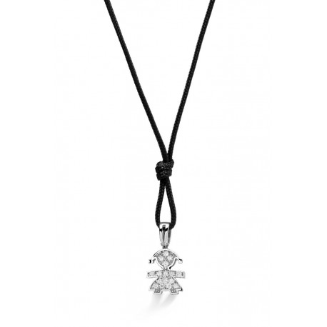 Ciondolo Bimba Donna Le Bebè I Pavè Micro in  Oro Bianco con Diamanti Ct 0,08