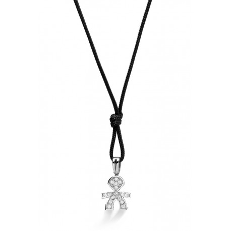 Ciondolo Bimbo Donna Le Bebè I Pavè Micro in  Oro Bianco con Diamanti Ct 0,08