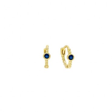 Orecchini Cerchio Donna Lauren P in Argento 925 Oro giallo con Zircone Blu