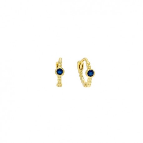 Orecchini Cerchio Donna Lauren P in Argento 925 Oro giallo con Zircone Blu