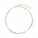 Choker Lauren P in Argento Placcato Oro giallo Impreziosito da Pietre Navette Multicolor