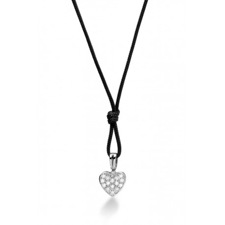 Ciondolo Le Bebè Cuore in Oro Bianco e Diamanti Ct 0,08 Collezione I Pavè Micro