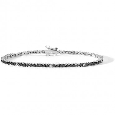 Bracciale Comete Uomo Collezione Tennis in Argento con Zirconi Bianchi e Neri