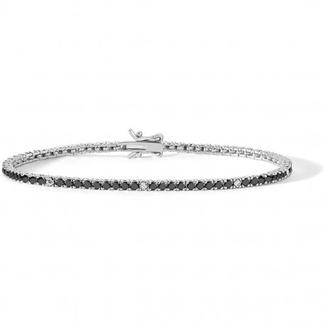 Bracciale Comete Uomo Collezione Tennis in Argento con Zirconi Bianchi e Neri