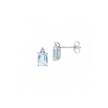 Orecchini Donna Comete Gioielli Collezione Azzurra in Oro Bianco, Acquamarina e e Diamanti P.Ct 2
