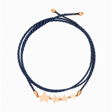 Bracciale Donna  Dodo Con Cordino Blu e Stelline in Oro Rosa