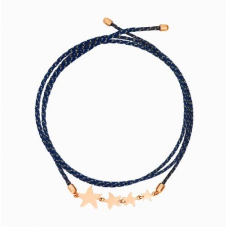 Bracciale Donna  Dodo Con Cordino Blu e Stelline in Oro Rosa