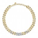 Collana Catena Donna Chiara Ferragni Collezione Bossy Chain Gradient Argento Placcata Oro Giallo e zirconi Bianchi