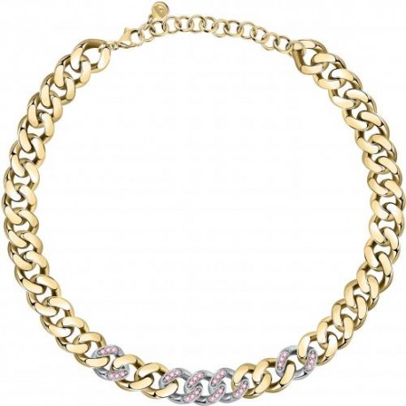 Collana Catena Donna Chiara Ferragni Collezione Bossy Chain Gradient Rosa Placcata Oro Giallo e zirconi Bianchi