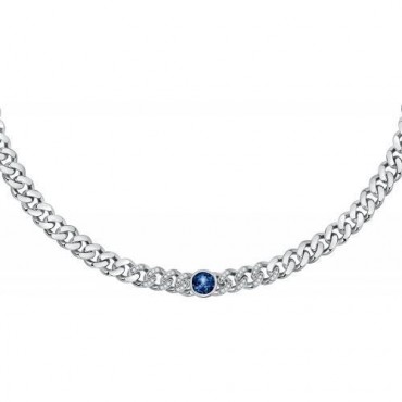Collana Catena Donna Chiara Ferragni Collezione Chain con Zirconi Bianchi e Zircone Blu Centrale