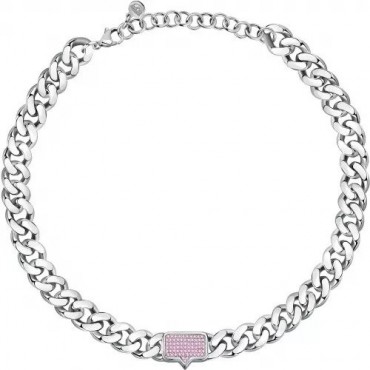 Collana Catena Donna Chiara Ferragni Collezione Chain con Zirconi Rosa Centrale