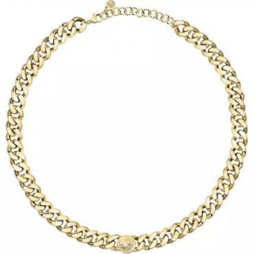 Collana Catena Donna Chiara Ferragni Collezione Chain Placcata Oro Giallo con Logo Centrale e Zirconi Bianchi