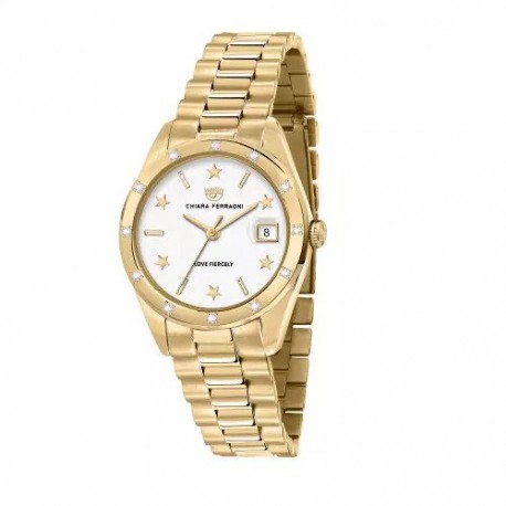 Orologio Donna Chiara Ferragni Collezione Everyday Cassa 32mm Placcato Oro con Quadrante Bianco e Cinturino Oro