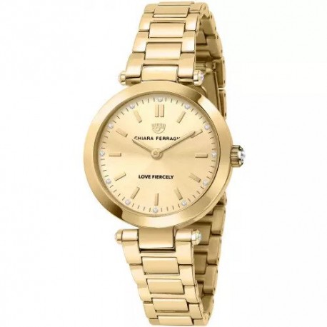 Orologio Donna Chiara Ferragni Collezione Contemporary Cassa 34mm Quadrante con Zirconi Cinturino Placcato Oro Giallo
