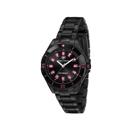 Orologio Donna Chiara Ferragni Collezione Sport Cassa 34mm con Quadrante con Zirconi Rosa Cinturino Nero