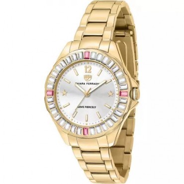 Orologio Donna Chiara Ferragni Collezione Sport Placcato Oro Giallo Cassa 36mm con Zirconi Colorati Cinturino Oro