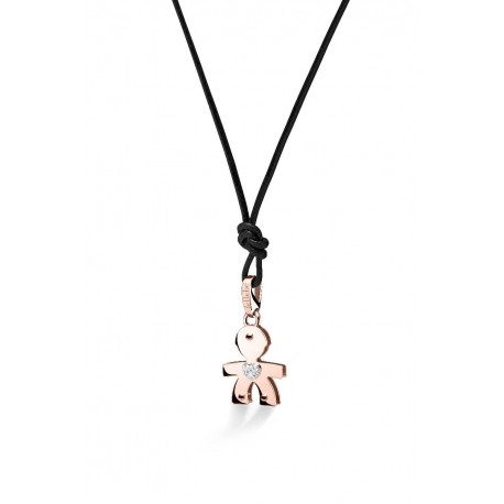 Ciondolo Bimba con Cuore di Diamanti  Le Bebè I Diamantini in  Oro Rosa con Diamanti Ct 0,03