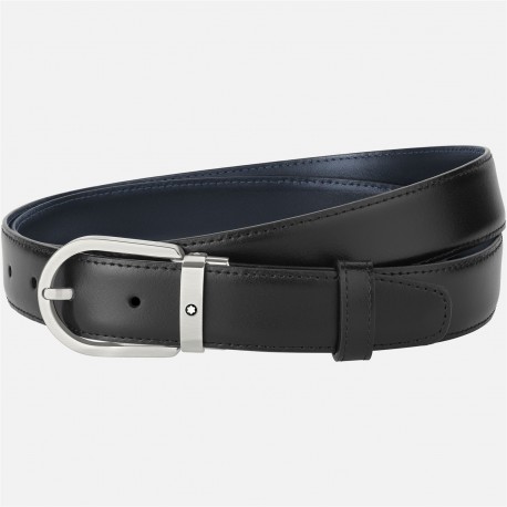 Cintura Uomo Montblanc Reversibile in Pelle Blu e Nera Opaca