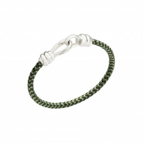 Bracciale Dodo Nodo con chiusura in argento 925 e cordino in cotone spesso verde