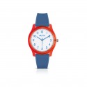 Orologio IAM  Cassa Rosso in Policarbonato 36mm Quadrante Bianco con dettagli blu, Cinturino in Silicone Blu