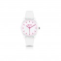 Orologio IAM  Cassa Trasparente in Policarbonato 36mm Quadrante Bianco con dettagli rosa, Cinturino in Silicone Trasparente