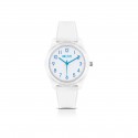 Orologio IAM  Cassa Trasparente in Policarbonato 36mm Quadrante Bianco con dettagli Turchesi, Cinturino in Silicone Trasparente