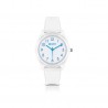 Orologio IAM  Cassa Trasparente in Policarbonato 36mm Quadrante Bianco con dettagli Turchesi, Cinturino in Silicone Trasparente