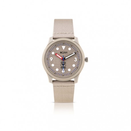 Orologio IAM in Plastica Riciclata Cassa 36mm Quadrante Beige, Cinturino in Stoffa Beige