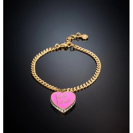 Bracciale Donna Chiara Ferragni con pendente smaltato rosa "Best Friends" placcato oro giallo e giro di zirconi