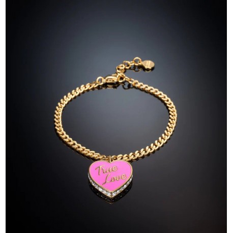 Bracciale Donna Chiara Ferragni con pendente smaltato rosa "True Love" placcato oro giallo e giro di zirconi