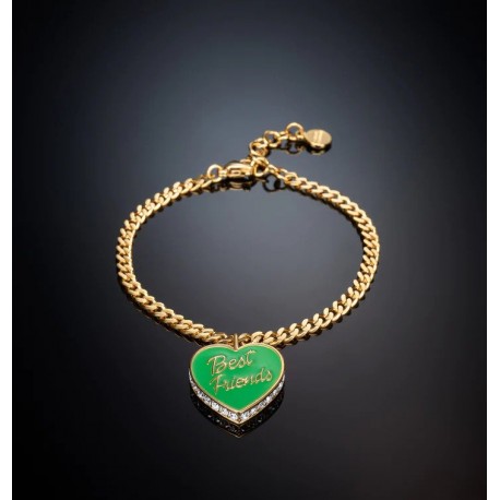 Bracciale Donna Chiara Ferragni con pendente smaltato verde "Best Friends" placcato oro giallo e giro di zirconi