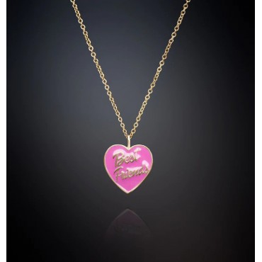Collana Donna Chiara Ferragni con pendente smaltato rosa "Best Friends" placcato oro giallo e giro di zirconi