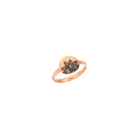 Anello Dodo Moon & Sun In Oro Rosa 9k Con 8 Diamanti Brown
