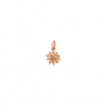 Ciondolo Dodo Sole In Oro Rosa 9k Con 12 Diamanti Brown