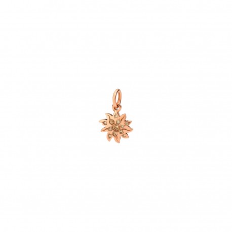 Ciondolo Dodo Sole In Oro Rosa 9k Con 12 Diamanti Brown