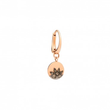 Orecchino Dodo Pendente Moon & Sun In Oro Rosa 9k Con 8 Diamanti Brown