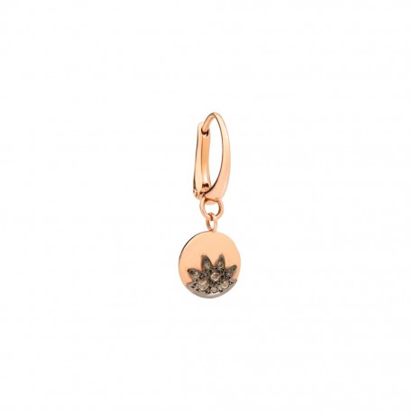 Orecchino Dodo Pendente Moon & Sun In Oro Rosa 9k Con 8 Diamanti Brown