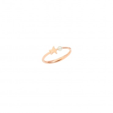 Anello Dodo Stella e Perla in Oro rosa 9Kt perla di cristallo misura 14/16/17