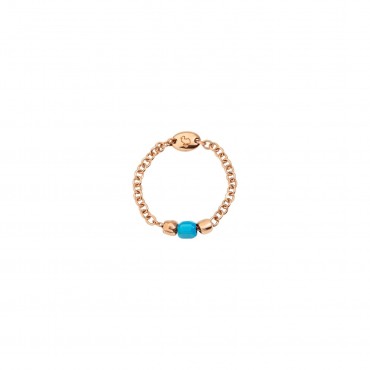 Anello Mini Granelli Mordibo  Dodo in  Oro Rosa e Cristalli Turchesi