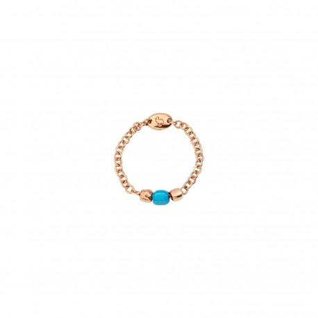 Anello Mini Granelli Mordibo  Dodo in  Oro Rosa e Cristalli Turchesi