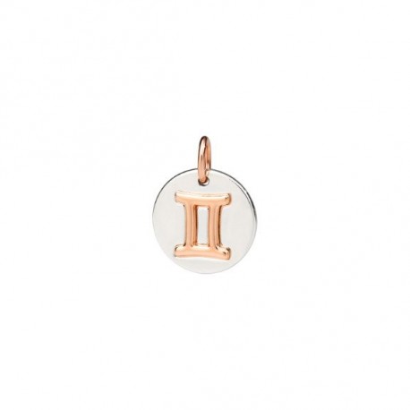 Ciondolo Zodiaco Dodo Gemelli in Argento e Oro Rosa