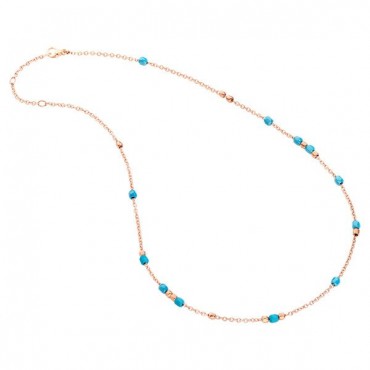 Girocollo Mini Granelli  Dodo in  Oro Rosa e Ceramica Turchese