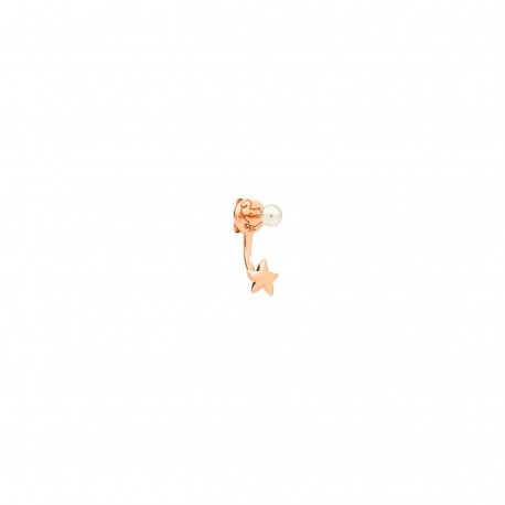 Orecchino Donna Dodo Stella in Oro Rosa 9 Kt e Perla di Cristallo(pezzo per singolo orecchino)