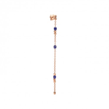 Orecchino Pendente Mini Granelli Dodo in Oro Rosa e Ceramica Blu