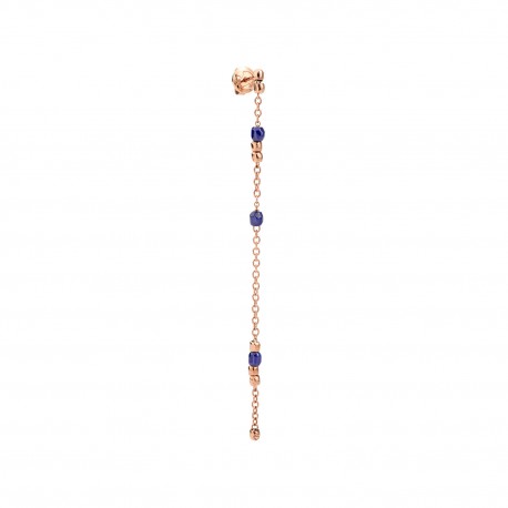 Orecchino Pendente Mini Granelli Dodo in Oro Rosa e Ceramica Blu
