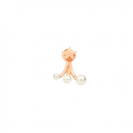 Orecchino Piercing Donna Dodo in oro Rosa 9 Kt e Perle di Cristallo Destro