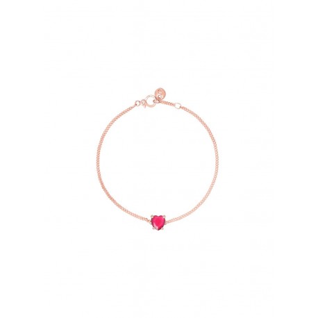 Bracciale Donna Dodo Cuore in Oro Rosa 9 Kt con Cuore Centrale Rubino Sintetico