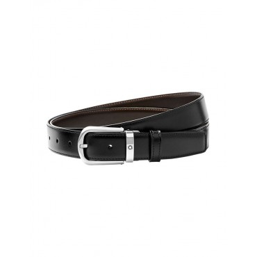 Cintura Uomo Montblanc Reversibile in Pelle Nera e Marrone