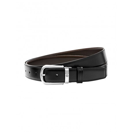 Cintura Uomo Montblanc Reversibile in Pelle Nera e Marrone